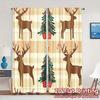 2pcs,Curtains Christmas Trees Candy Canes Reindeer (2) Popular Curtain Cloth Yarn Curtains Home Decor Perfect for