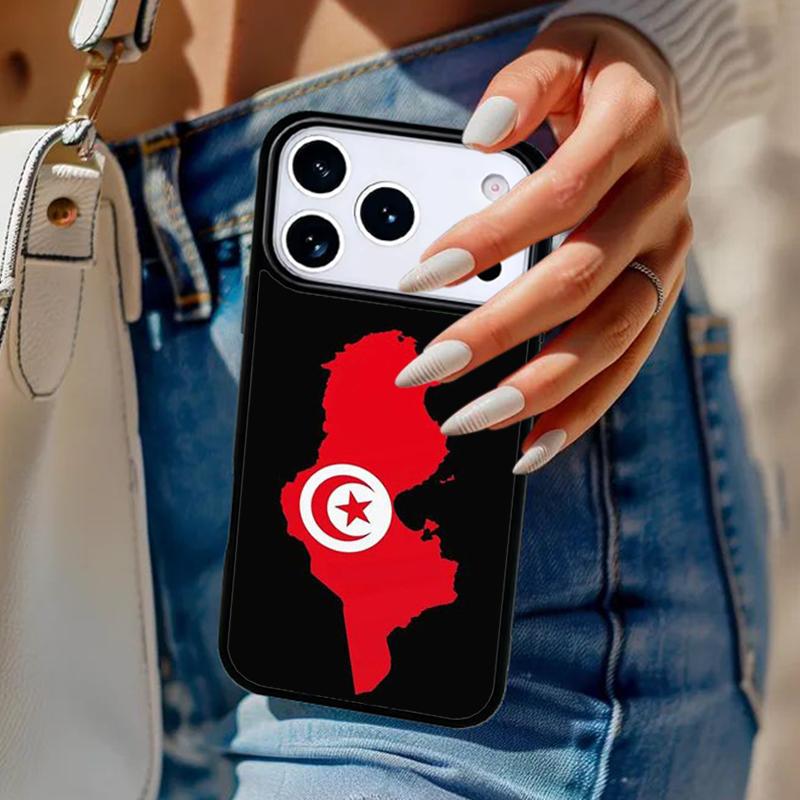 Tunisia Flag Map Phone Case For iPhone 17 Air 14 15 13 12 Max Cover For Apple 16e 11 Pro Max Plus Coque