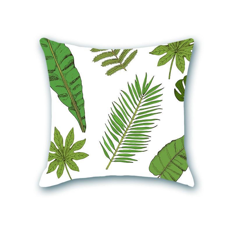 

New Plant Print Decorative Imitation Super Soft Pillow Case Nordic Floral Sofa Office Bedside Cushion Cover linen-45x45cm double-sided [without pillow core]