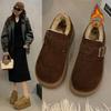 Leather thick-soled velvet women's warm snow boots, winter new one-pedal cotton shoes