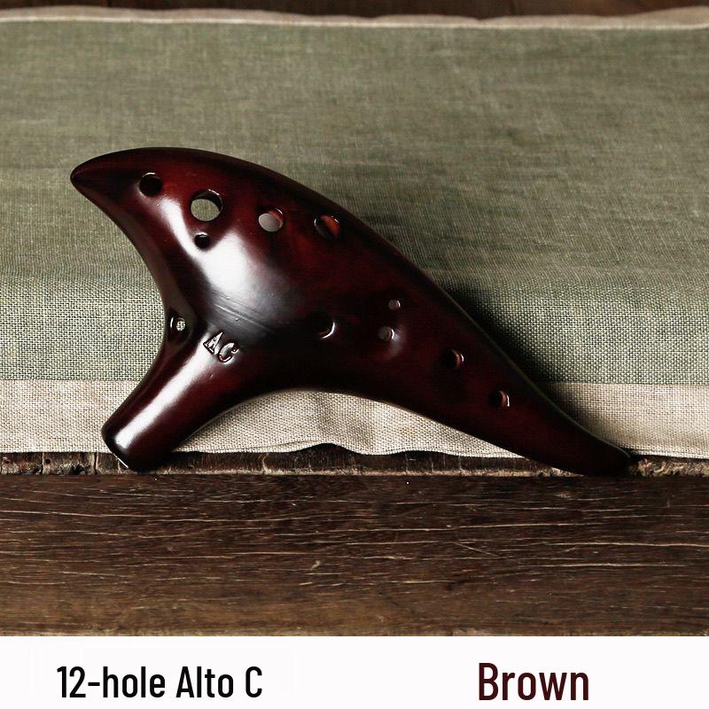 

12-отвірна альтова окарина тону до, димчаста, для початківців та професіоналів – народний інструмент для навчання та виступу.