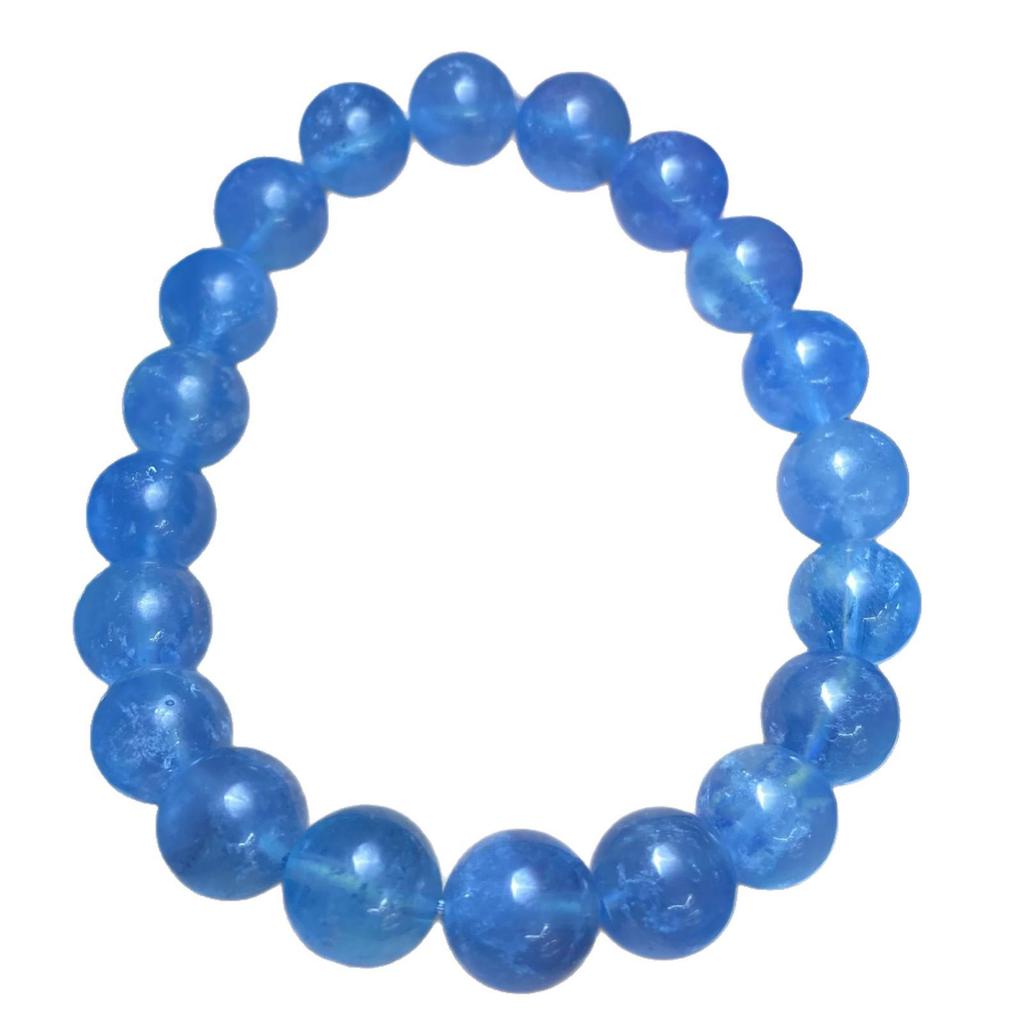 Natural Aquamarine Glacier Blue Crystal Bracelet - Elegant Fluorescent Deep Blue Jewelry