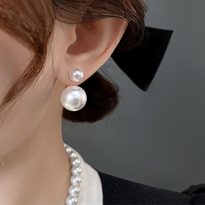 Large Pearl Hoop Earrings - French Retro, Light Luxury Style, Versatile & Elegant Design
