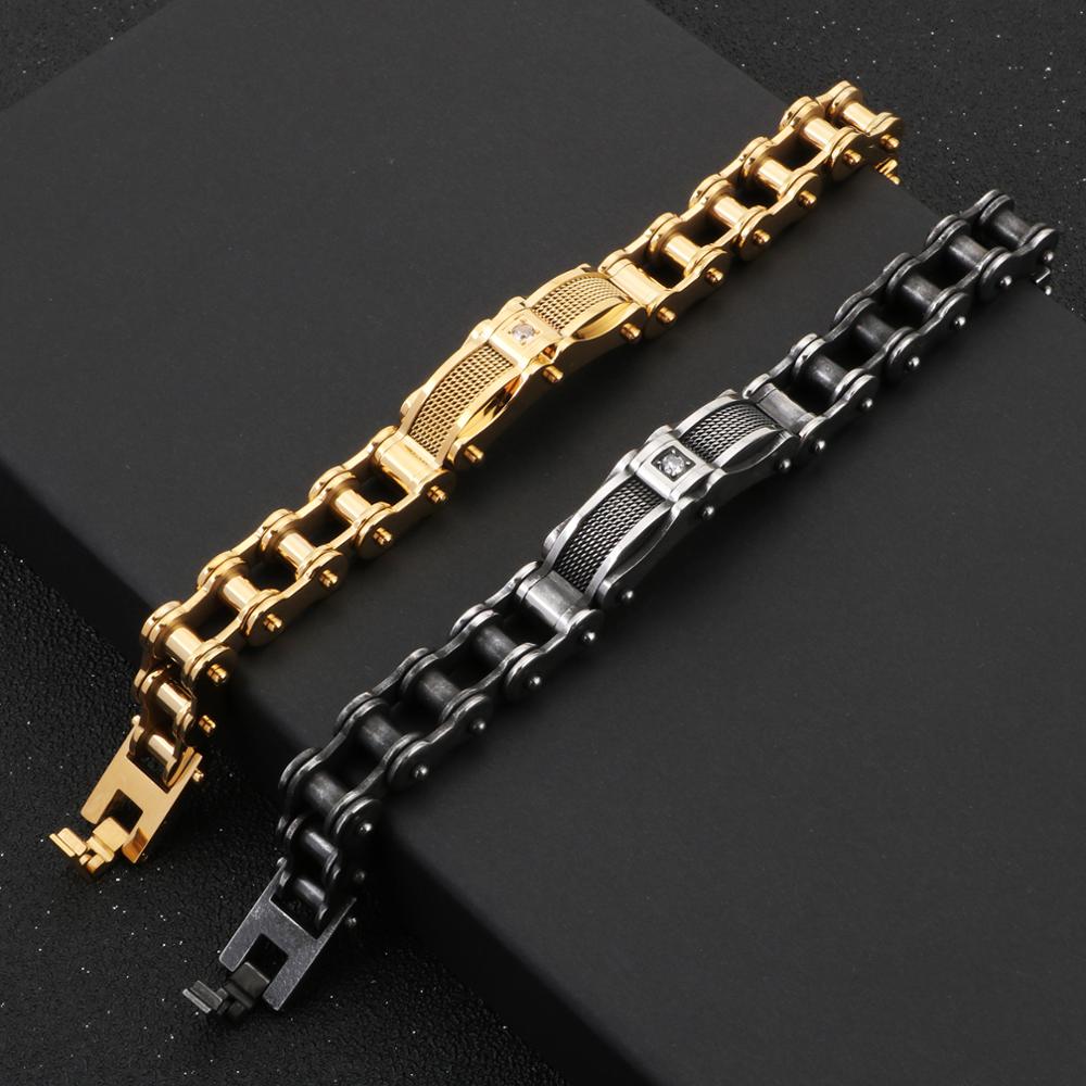 KALEN Bike Chain Bracelet Men Stainless Steel Motorcycle Punk Bracelets Male Jewelry