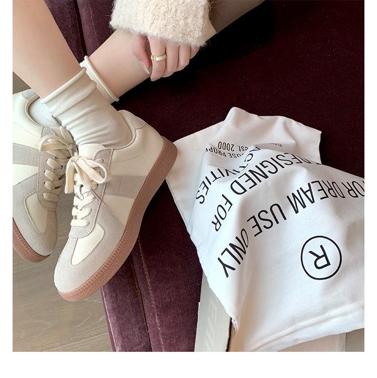 

~ Ретро круглый носок, сочетание цветов, повседневные кеды на шнуровке, маленькие белые туфли, женские, весна и осень 40 бежевый