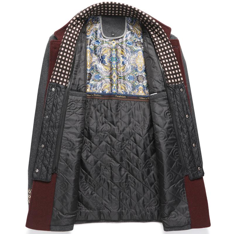 Jesień Zima Męskie Płaszcze Wełniane Smart Casual Gruby Ciepły Wełniany Trencz Odzież Wierzchnia Męski Stójka Moda Odpinany Szalik Płaszcze