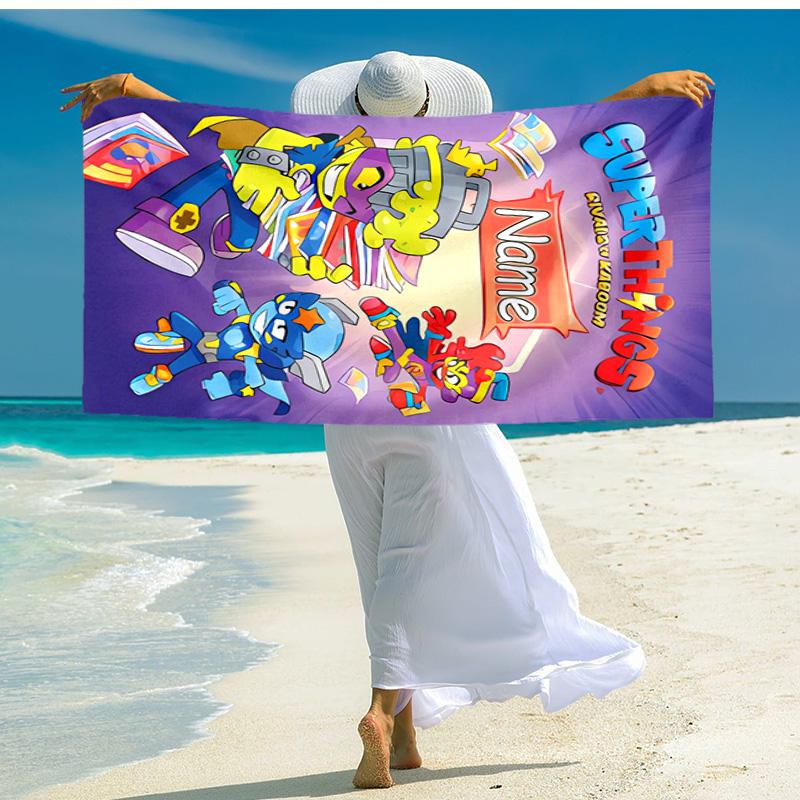 Personalized customized proof beach towel with SuperZings pattern - soft, absorbent,quick-drying,perfect swimming,camping&bathing