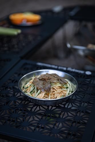 CAMPING MOON Camping Plates, Stainless Steel Tableware Set (8 Pieces), Canvas Case Included, S395-2S