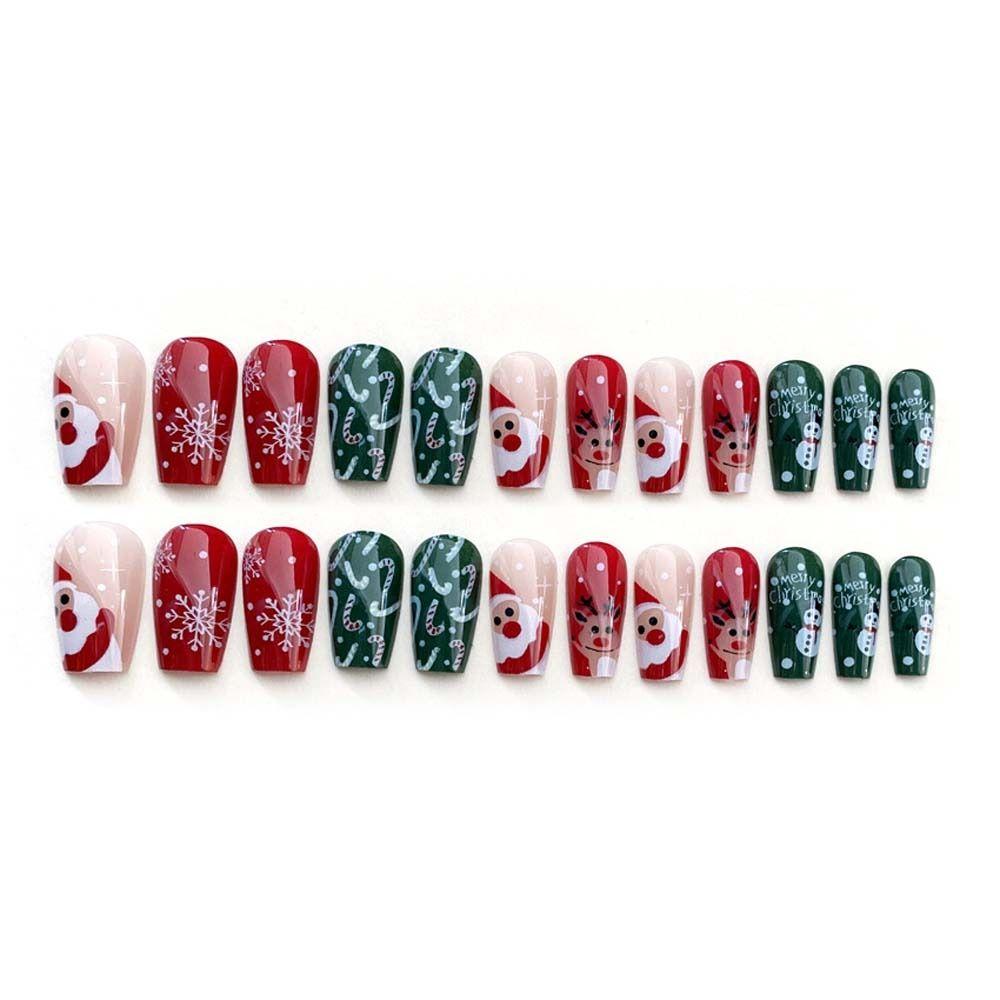 24Pcs/set Christmas Snowflake Christmas False Nails Christmas Fake Nail Extension  Manicurist