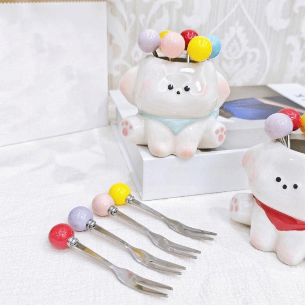 Storage Jar Dog Fruit Fork Set Cute Candy Fork Home Decoration Food Picks  Home Dessert