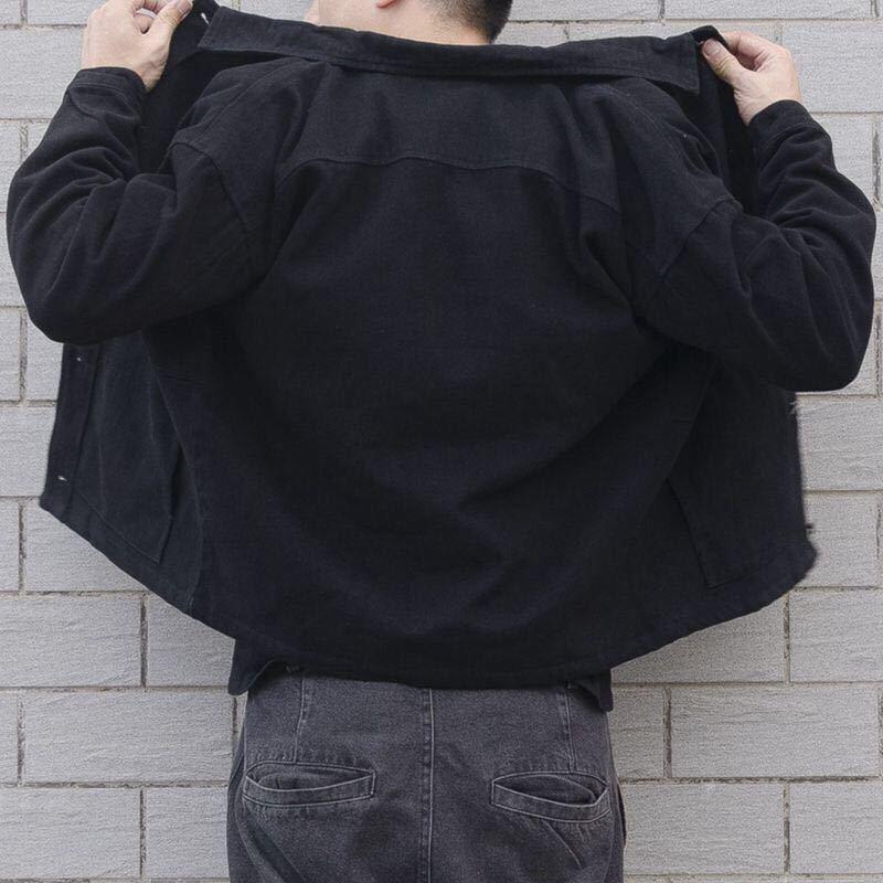 Men's Autumn/Winter Hong Kong Style Denim Jacket - Trendy Loose Fit, Korean Fashion, All-match Solid Color Casual Workwear.