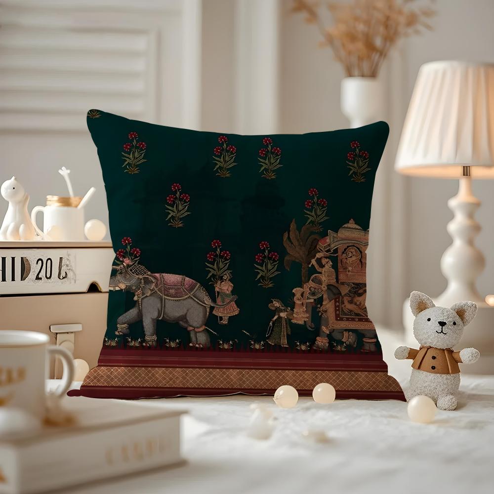 Sari Fabric Cushion Cover Pattern Printed Pillowcase For Living Room Sofa Cushion Cover & Bedroom Decor