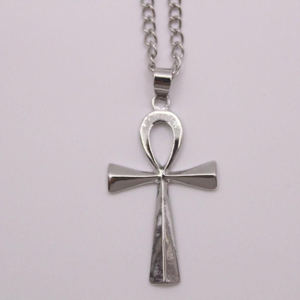 European & American Cross Necklace with Ancient Egyptian Ankh Pendant for Men