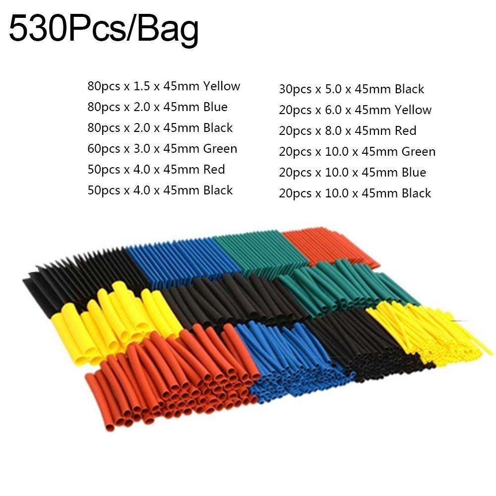 127/530Pcs Polyolefin Material Heat Shrink Tubing Sleeves Wire Shrinking Wrap  Electrical Connection