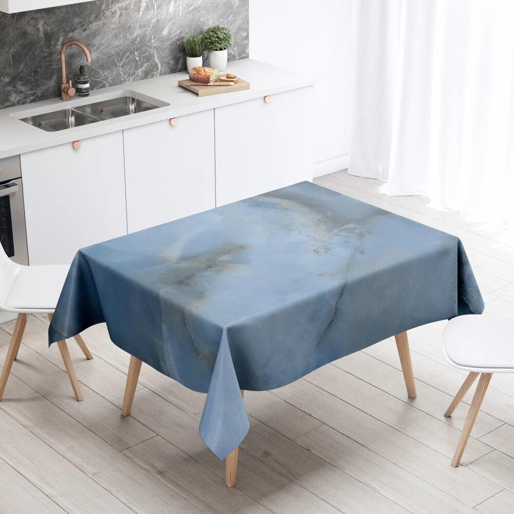 Marble Pattern Table Cloth Home Decor Stain Resistant Waterproof Decoration Rectangular Kitchen Fireplace Countertop