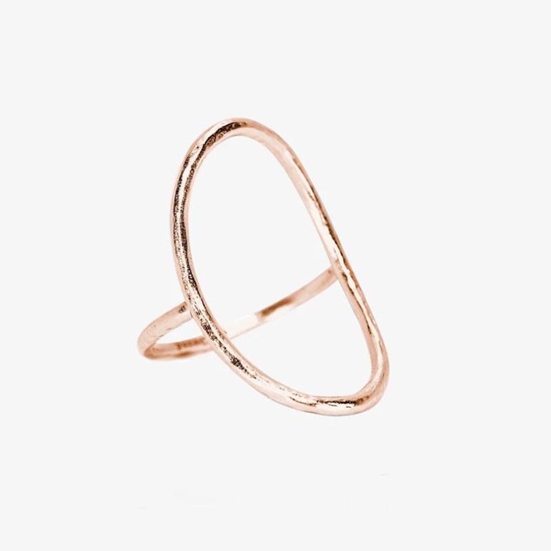 Huitan Geometric Hollow Oval Design Women's Rings Metallic Style Modern Fashion Female Accessories Daily Wear Statement Jewelry