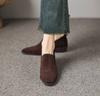 Krazing Pot Sheep Suede Round Toe Med Heels Summer Shoes Solid Big Size 42 Slip on Women Oxford Shoes Shallow Pumps