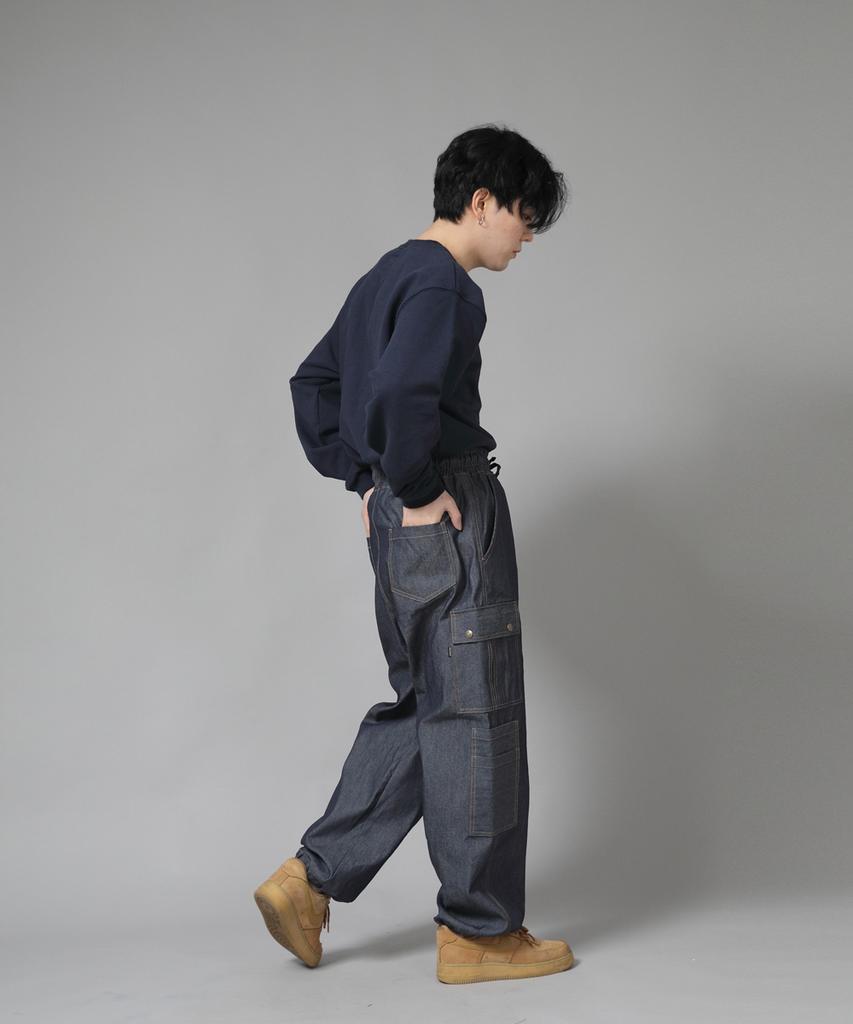 Seinteukeulu Double Cargo String Jogger Pants Dcj-338 Denim Light Indigo