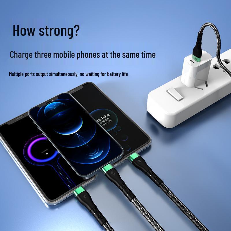 3-in-1 Fast Charging Cable: 6A Speed for Apple, Android, and Type-C Devices