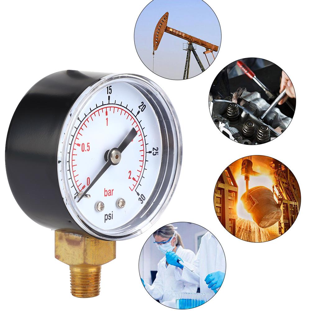 Pressure Gauge 50mm Dial 18 BSPT Bottom Connection for Air Water Oil Gas (030PSI 02Bar )