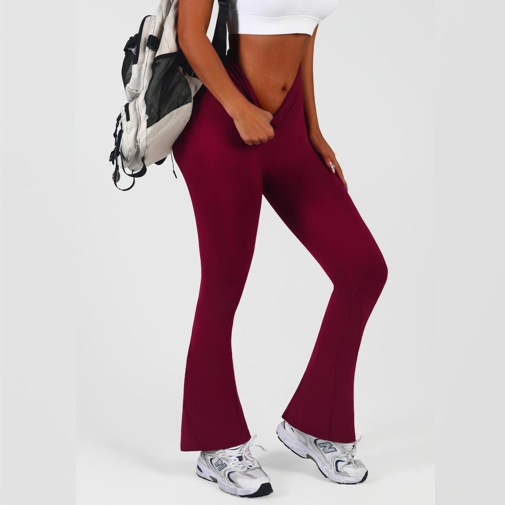 Solid Color High Waist Yoga Leggings - Slim Fit, Flared, Body Shaping, Quick Dry, Casual Fitness Sports Pants