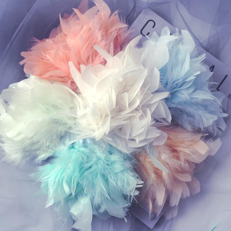 50Pcs Turkey Feather Fire Piece Feather Cloth Edge, Skirt Lace Feather Wall Feather Light Diy Dance Suit Decorative Materials