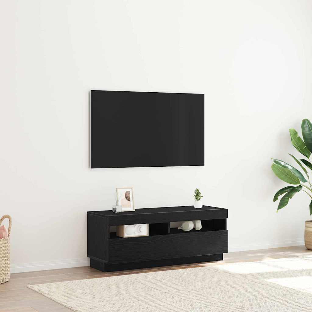 TV Cabinet in Black Oak Look 100 x 35 x 40 cm Particleboard