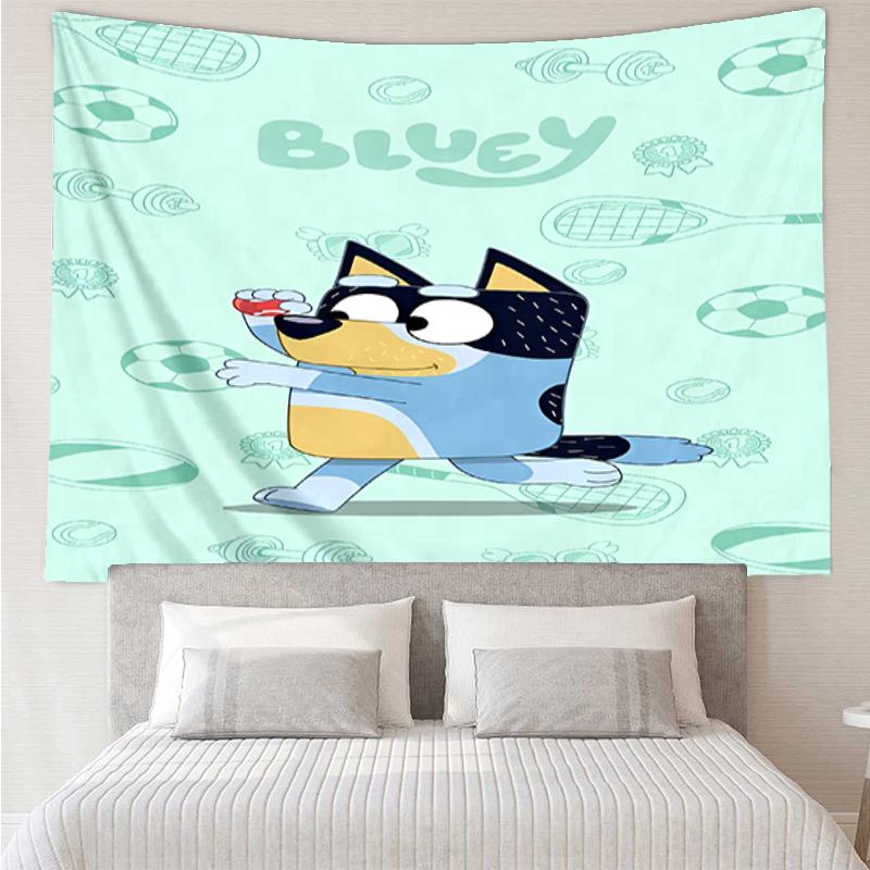 Bluey Print Wandteppich, Hintergrund, Einfache Montage, Ideal für Schlafzimmer, Büro & Wohnzimmer, mit Ästhetischem Wandbehang Dekor.