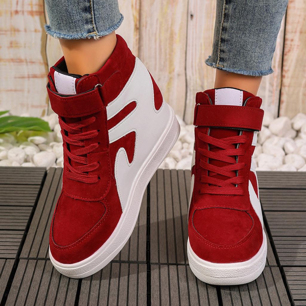 Rode sneakers dames Zwarte Platform Vulcaniseer Schoenen Dames Hoge top Platform Sneakers dames Casual Sleehakken schoenen Dames Schoenen herfst