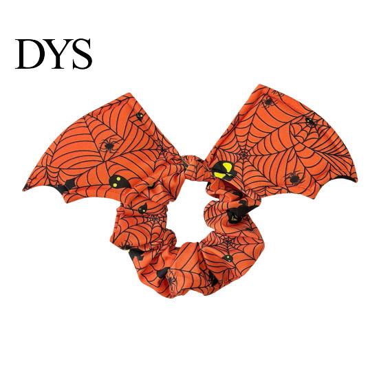 Unique Bat Wing Hair Accessories Halloween Shape Scrunchies for Women Girls, Soft Elastic Ponytail Holders with Spooky Pumpkin/Spider Web/Black