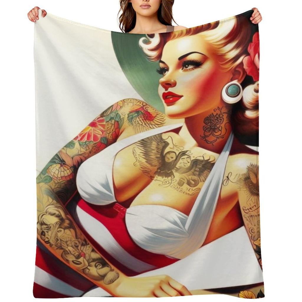 Hot Swimsuit Pin-up Throw Blanket Blankets Sofas Of Decoration Furry Fashion Sofas Personalized Gift Blankets