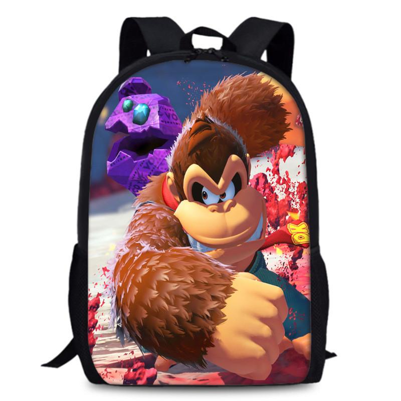 Donkey Kong Bananza Childrens School Backpack With Oxford Fabric For Kids Education