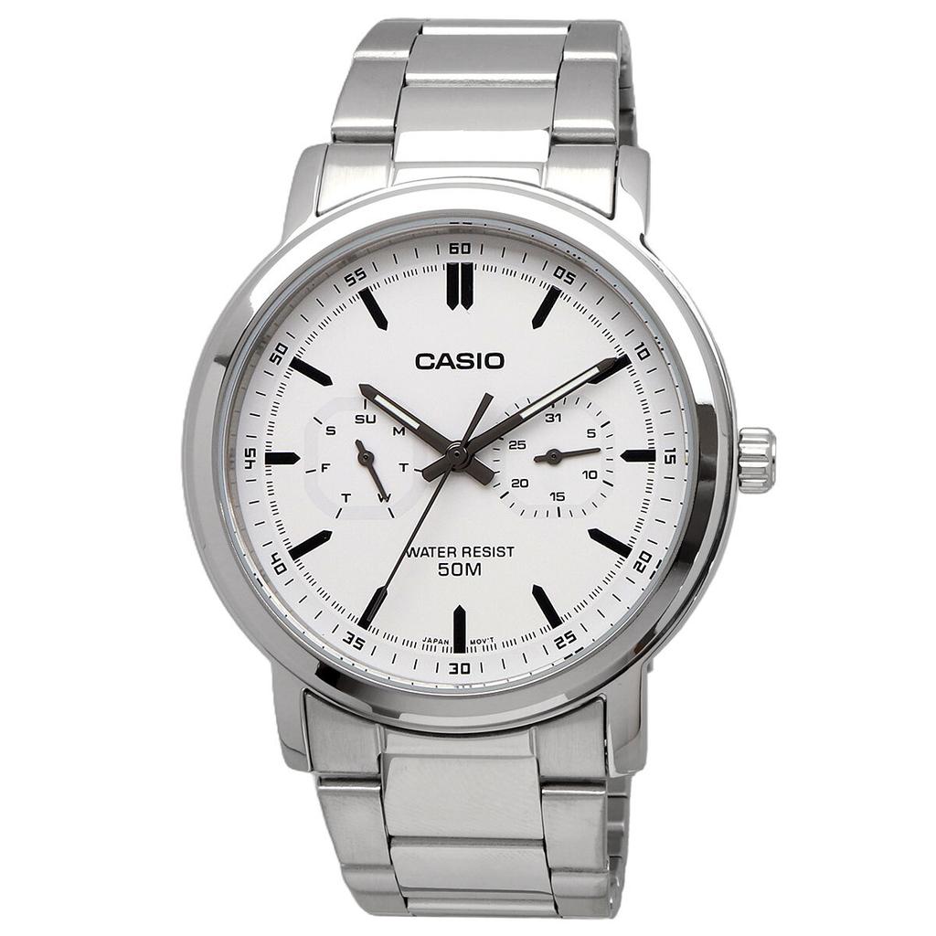 Casio Simple Watch Silver X White Overseas Model Multi-Calendar Men's MTP-E335D-7EV