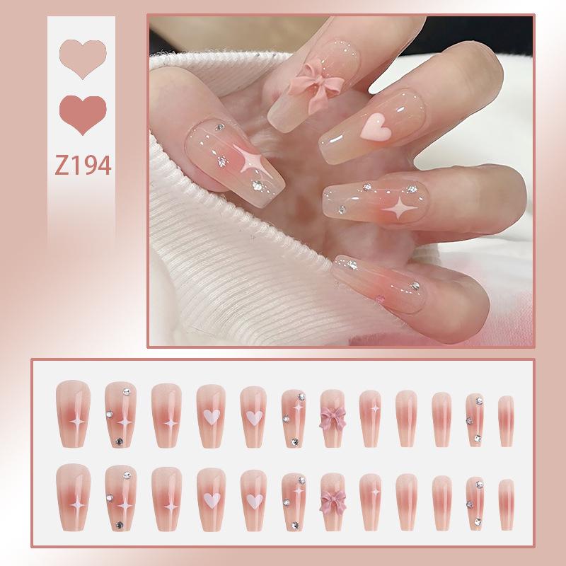 Love Heart Blush Pink Butterfly Nail Stickers - Sweet, Lovely, Wearable False Nails