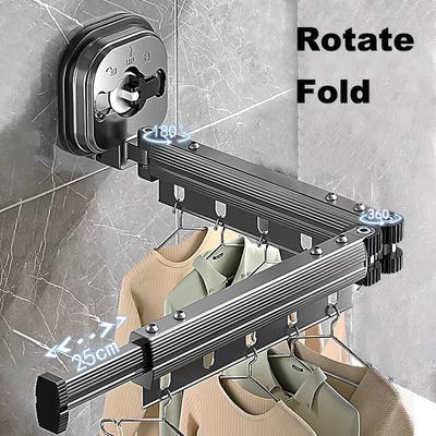 Balcony Folding Clothes Rack, No Punching Suction Cup Clothes Rack, Household Window Clothes Rack, Invisible Telescopic Clothes Rack