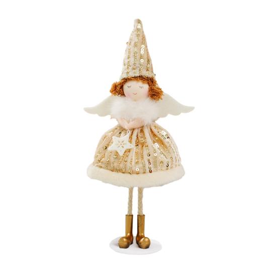 Christmas Angel Doll Ornament Handcrafted Fabric Angel Doll Plush Fairy Elf Figurine for Christmas Party New Year Birthday Wedding Decor