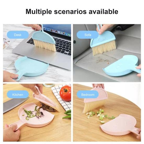 1 Set Mini Broom Dustpan Set Durable Compact Desktop Cleaning Brush Hanging Hole Design Brush Home Accessory