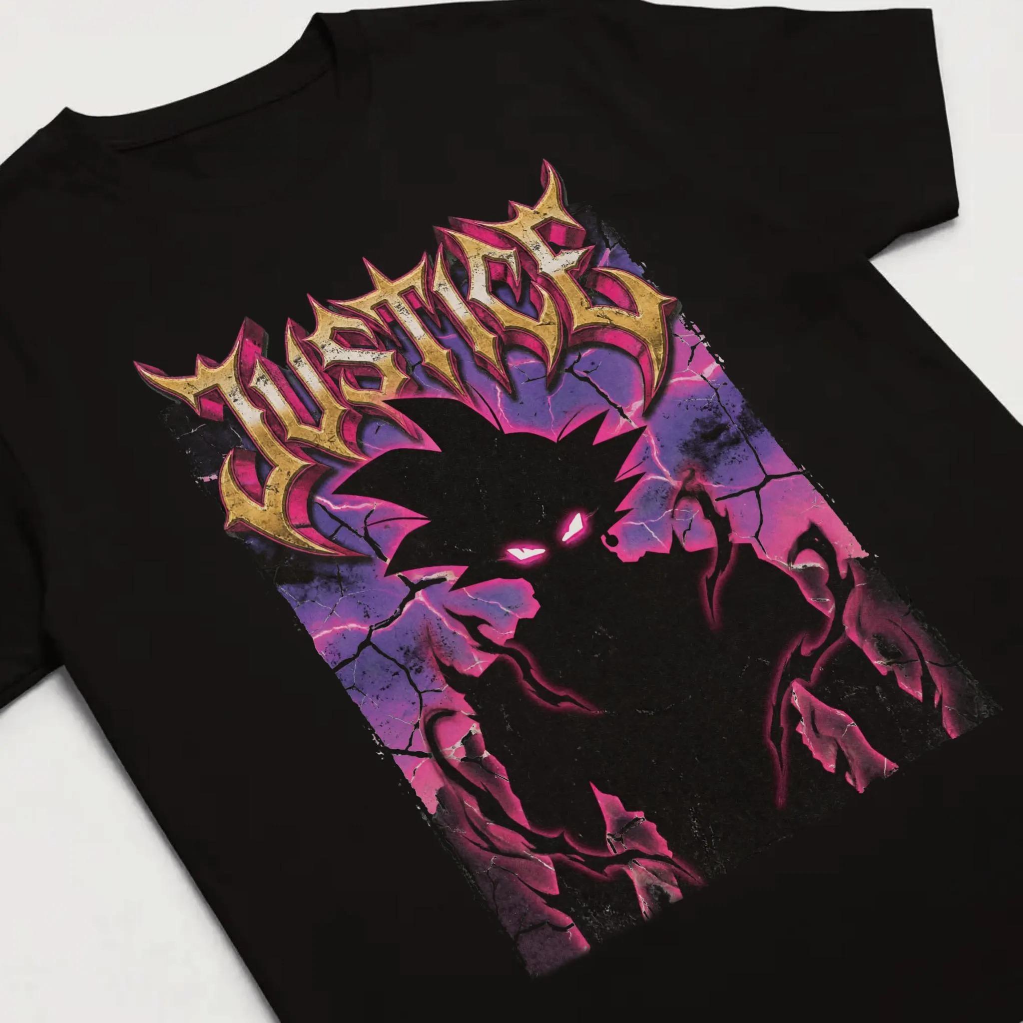 Dark Justice TShirt Black Aura Divine Rose Warrior Tee Corrupted Hero Aesthetic Time Ring Scythe Fallen God Power Gift S
