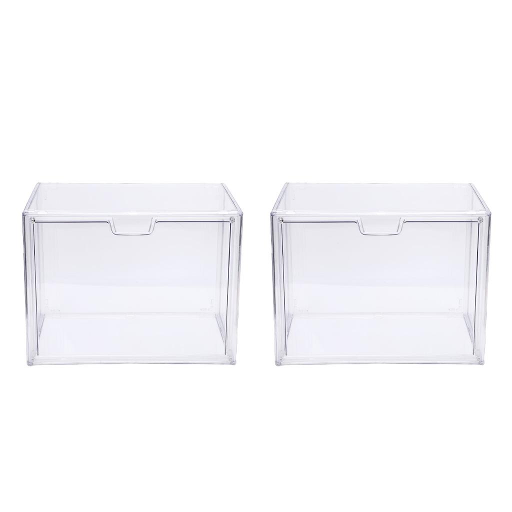 Figures Display Case Transparent Acrylic Airtight Stackable Figures Showcase for Dolls Collectibles Books