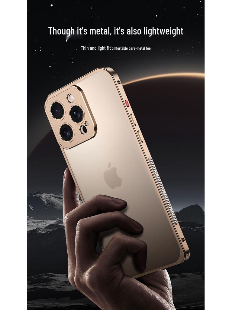 Ultra-Thin Lightweight Metal Frame iPhone 16/15 Pro Case with Seahorse Buckle Design and Heat Dissipation