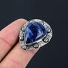 925 Sterling Silber Natürlicher Sodalith Mehrstein Einzigartiger Ring Schmuck Größe 7.5