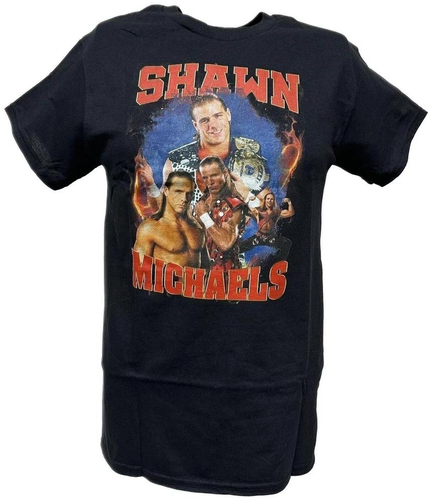 Shawn Michaels Red Name Four Pose Unisexs Black Tshirt M