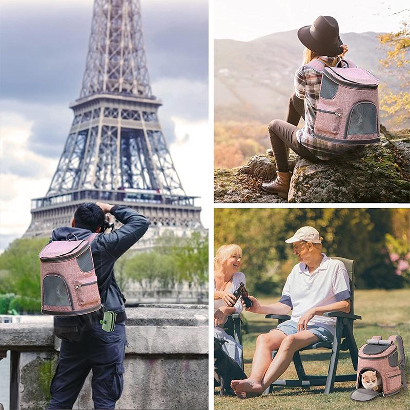 Portable Foldable Pet Backpack - Breathable, Wear-resistant Oxford Cloth for Cats and Dogs