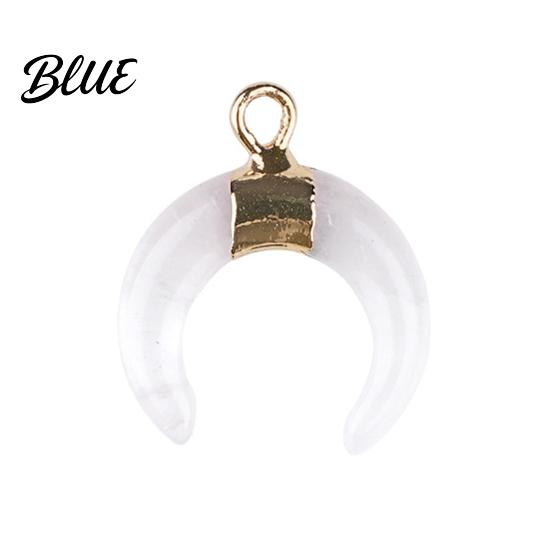 DIY Pendant Charm Gold-Plated Edging Crescent Horn Design Natural Imitation