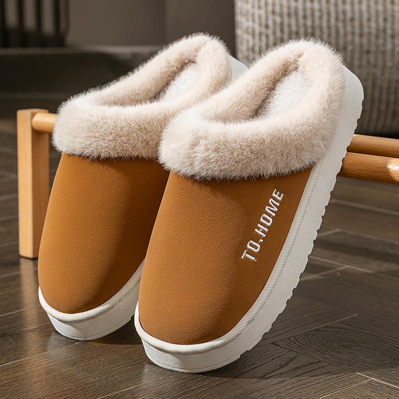 Cotton slippers home autumn and winter thick-soled plush shoes non-slip warm cotton shoes velvet couple cotton mop