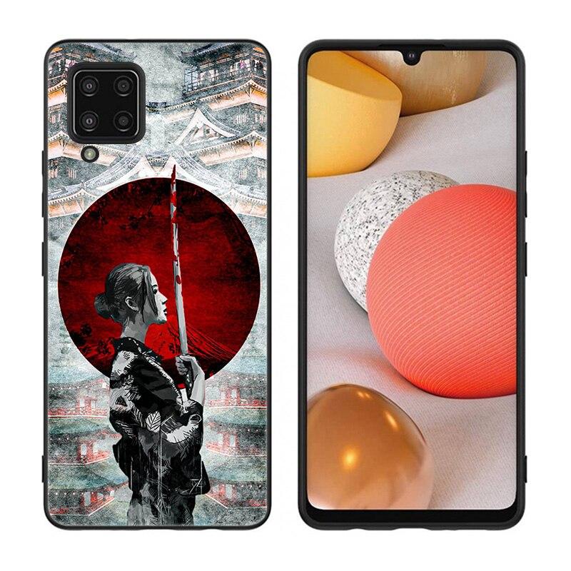 Japanese Samurai Phone Case For Samsung Galaxy A12 A02S A22 A32 A52 A72 A71 A51 A41 A31 A21 A11 A50 A70 A10S A20S Black Cover