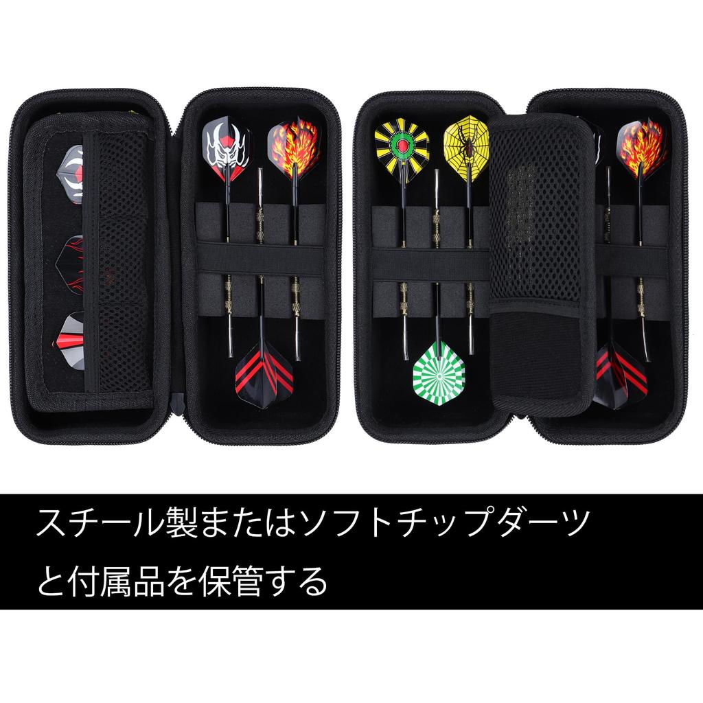 Lebakort Dart Case For Steel Tip And Soft Tip Darts Carrying Storage Holder For Flights Shafts Holds 6 Darts Black Case
