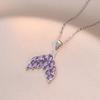 Boho Colorful Zircon Mermaid Fish Tail Pendant Necklace for Women Lady Gold Color Elegant Stainless Steel Chain Jewelry Gift