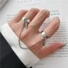 Mote Sølvfarge Diamant Butterfly Chain Ring For Kvinner Menn Rosa Hjerte Nøkkellås Dusk Finger Ringer Sett Trendy Smykker Gave