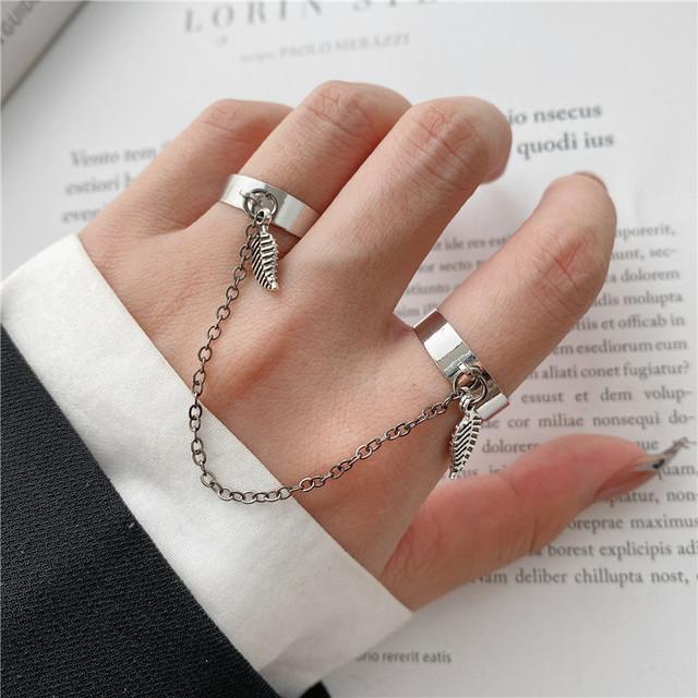 Mote Sølvfarge Diamant Butterfly Chain Ring For Kvinner Menn Rosa Hjerte Nøkkellås Dusk Finger Ringer Sett Trendy Smykker Gave